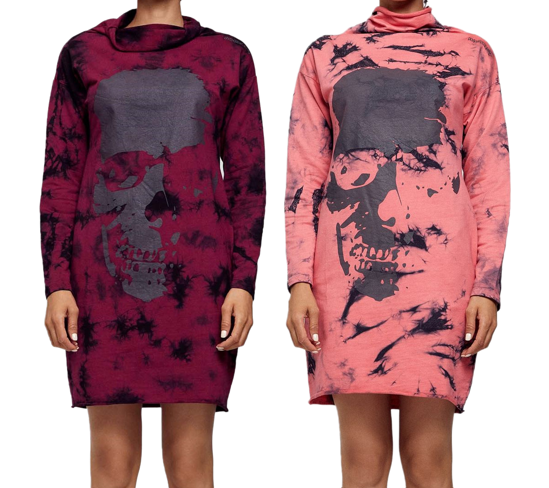 ROCKUPY Damen Sweat-Kleid mit Totenkopf-Print Pullover-Kleid Langarm-Kleid 393822 Bordeaux-Rot oder Rosa ROCKUPY Damen Sweat-Kleid mit Totenkopf-Print Pullover-Kleid Langarm-Kleid 393822 Bordeaux-Rot oder Rosa von ROCKUPY