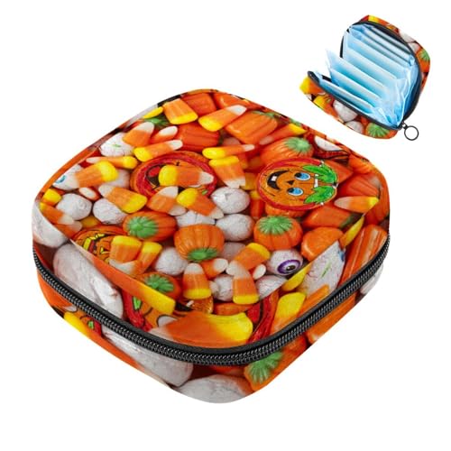 Halloween Candy First Period Kit für Mädchen, Tampon-Slipeinlagen, Menstruations-Geldbörse, Stillunterlagen-Halter mit Reißverschluss, hygienischer Serviettenbeutel-Organizer von RODAILYCAY