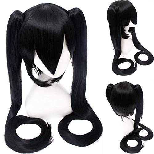 RONGYEDE Anime cosplay perücke 120 Cm Hatsune Miku Synthetische Cosplay Perücke Gerade Weiß Blau Anime Haar Halloween Kostüm Frauen Perücken Mit Doppel Clip Pferdeschwänze 02 von RONGYEDE