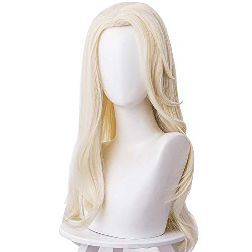 RONGYEDE Anime cosplay perücke 2019 Frozen2 Prinzessin Elsa Cosplay Perücken 65cm lang lockig gewellt hitzebeständig synthetisches Haar Beige Frauen Disney Kostüm Party Perücke Disney Prinzessin Elsa von RONGYEDE