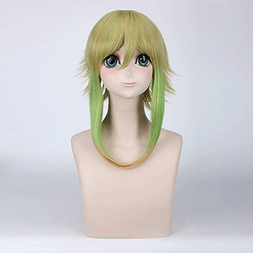 RONGYEDE Anime cosplay perücke 3 Stile Perücken Vocaloid Gumi Perücke Cosplay Kostüm Frauen Gelb-Grün Farbverlauf Mittellanges Kunsthaar Vocaloid Gumi Perucas Dm648 von RONGYEDE