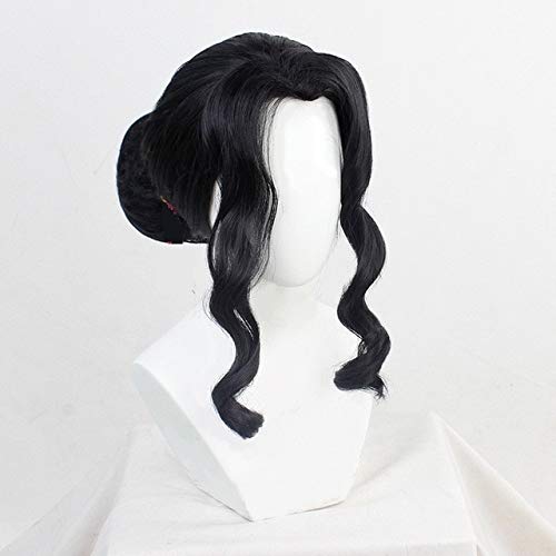 RONGYEDE Anime cosplay perücke Anime Demon Slayer: Kimetsu No Yaiba Kibutsuji Muzan Cosplay Perücken Schwarze Frauen Lockiges Haar + Kostenlose Perückenkappe Halloween Party nur die Perücke von RONGYEDE