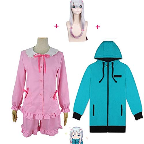 RONGYEDE Anime cosplay perücke Anime Girl Eromanga Sensei Izumi Sagiri Cosplay Kostüm Frauen Top + Hose + Jacke + Perücke Erotic Comic Teacher Kostüme kompletter Satz L voller Satz von RONGYEDE