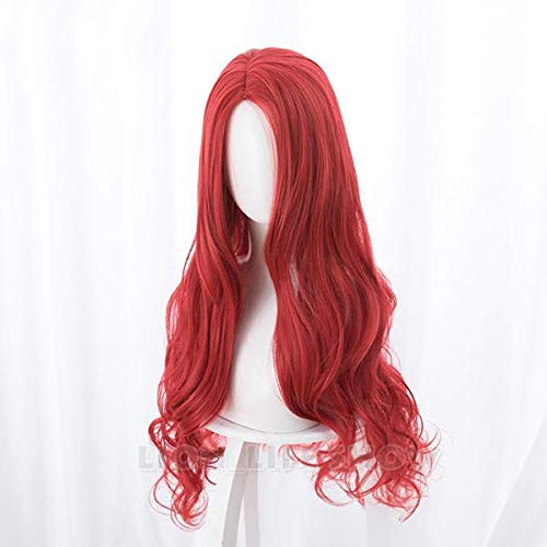 RONGYEDE Anime cosplay perücke Aquaman Mera Cosplay Perücke Amerikanischer Anime Film 85cm lang Curly Wavy Heat Resistant Synthetic Hair Frauen Kostüm Party Perücke Rot One Size Red von RONGYEDE