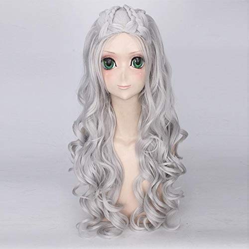 RONGYEDE Anime cosplay perücke Biamoxer Game Of Thrones Staffel 7 Daenerys Targaryen Jon Snow Cosplay Perücken Für Halloween Party Frauen 75 Cm Männer 36 Cm Silber von RONGYEDE