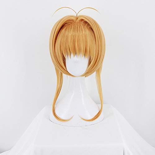 RONGYEDE Anime cosplay perücke Card Captor KINOMOTO SAKURA Cosplay Perücke Braun Blond Halloween Kostüm Kunsthaar Perücken Für Frauen Hochwertige Blondine von RONGYEDE