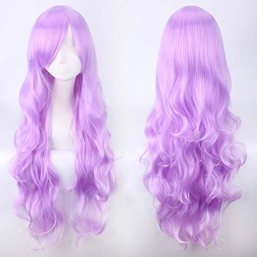 RONGYEDE Anime cosplay perücke DIOCOS Frauen 80cm Synthetische Lange Wellige Yoshino Lolita Cosplay Perücke Lockiges Haar Rot Lila Rosa Schwarz Gelb Grün Weiß Weiß Grau Blau 80cm 11 von RONGYEDE