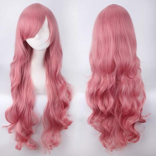 RONGYEDE Anime cosplay perücke DIOCOS Frauen 80cm Synthetische Lange Wellige Yoshino Lolita Cosplay Perücke Lockiges Haar Rot Lila Rosa Schwarz Gelb Grün Weiß Weiß Grau Blau 80cm 15 von RONGYEDE