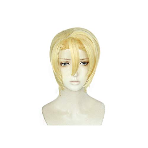 RONGYEDE Anime cosplay perücke Fire Emblem: ThreeHouses Dimitri Alexandre Bladud Short Wig Cosplay Costume Heat Resistant Synthetic Hair Men Women Party Wigs as the picture von RONGYEDE