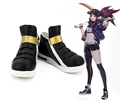 RONGYEDE Anime cosplay perücke Spiel Lol Kda Akali Cosplay Schuhe Akali Cosplay Stiefel Für Erwachsene Frauen Schwarze Schuhe 39 von RONGYEDE