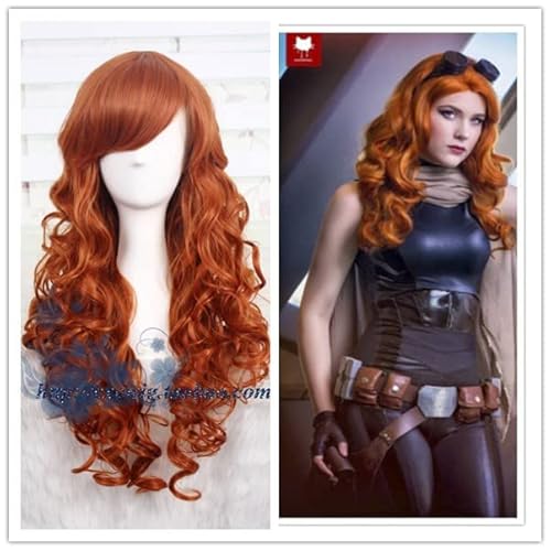 RONGYEDE Anime cosplay perücke Star Wars Mara Jade Skywalker Cosplay Perücke Frauen Jade orange Haarperücke Lukes Frau Haarkostüme One Size orange von RONGYEDE