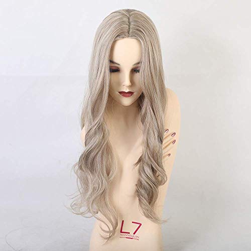 RONGYEDE Anime cosplay perücke Synthetic Wigs Long Natural Wavy Wigs Light Gold Middle Part Wigs For Women Use And Cosplay Heat Resistant Fiber Wigs von RONGYEDE