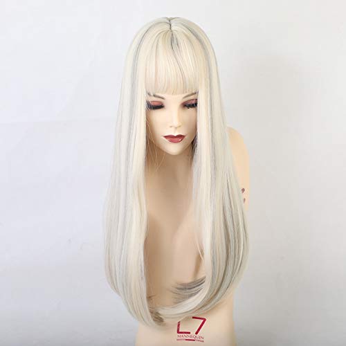 RONGYEDE Anime cosplay perücke Synthetic Wigs With Bangs Long Straight Wigs Blue Purple Natural Hair Wigs For Woman Cosplay Wigs Heat Resistant Fiber Wigs Lc170 lc169-6 von RONGYEDE