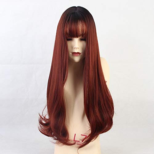 RONGYEDE Anime cosplay perücke Synthetic Wigs With Bangs Long Straight Wigs Blue Purple Natural Hair Wigs for Woman Cosplay Wigs Heat Resistant Fiber Wigs lc169-6 lc204-1 von RONGYEDE