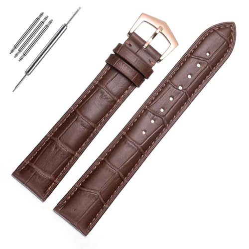 RONGYEDE Uhrenarmband aus echtem Leder für PP Patek Philippe Granate 5167Ax 20 mm 21 mm 22 mm Armband für Herren und Damen(19 mm,Braun-Roségold-01) von RONGYEDE