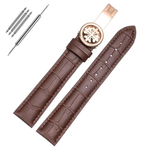 RONGYEDE Uhrenarmband aus echtem Leder für PP Patek Philippe Granate 5167Ax 20 mm 21 mm 22 mm Armband für Herren und Damen(20 mm,Braun-Rosegold) von RONGYEDE