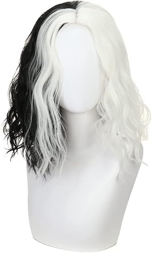 RONGYEDE-Wig Anime Cosplay Black and White Magic Female Libera cos Wig Speckle Dog Cruella European and Women Full Head Set Factories Wholesale von RONGYEDE