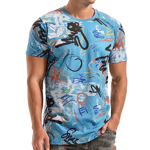RONOMO Herren T-Shirt Street T-Shirt Qualität T-Shirt（TY Blau XXL von RONOMO