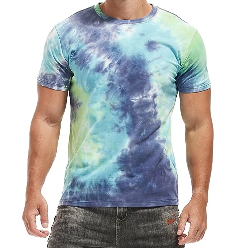 RONOMO Herren T-Shirt mit Krawatte gefärbt（ZR Blue L） von RONOMO