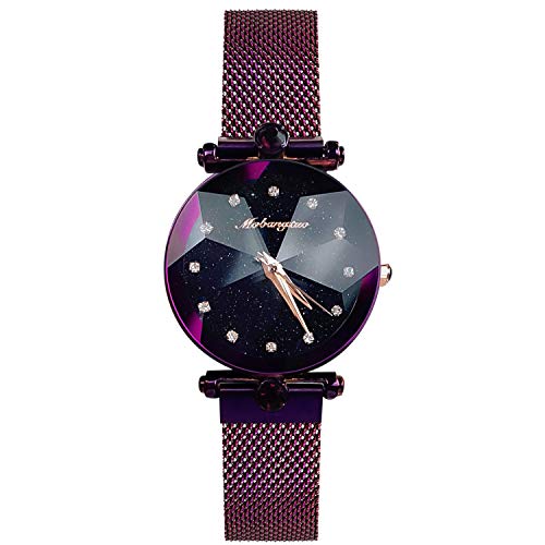 rorios Damen Uhren Analog Quarz Armbanduhren Sternenklarer Himmel Edelstahl Mesh Band Armbanduhr Mode Strass Uhren für Frauen Mädchen von rorios