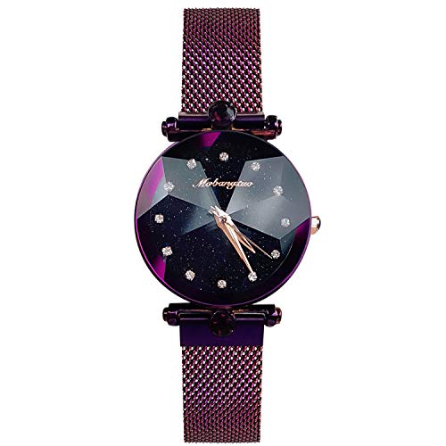 rorios Damen Uhren Analog Quarz Armbanduhren Sternenklarer Himmel Edelstahl Mesh Band Armbanduhr Mode Strass Uhren für Frauen Mädchen von rorios