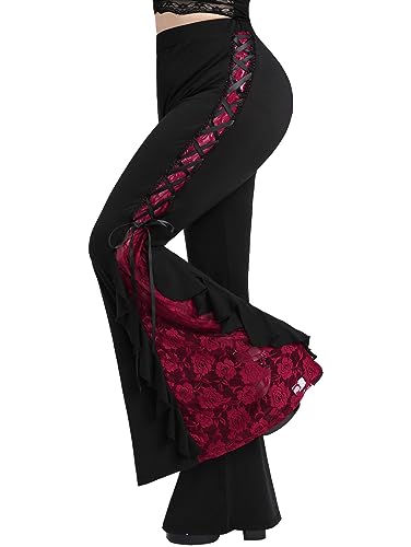 ROSE GAL Rosegal Damen-Schlaghose, Übergröße, Gothic-Stil, zum Überziehen, Schwarz_1, Large Mehr von ROSE GAL