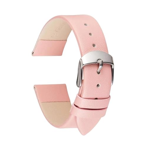 ROWCES Dünnes Leder-Uhrenarmband, 12mm – 22mm, Ersatzarmbänder für Damenuhren, Uhrenzubehör, Rosa, 16mm von ROWCES