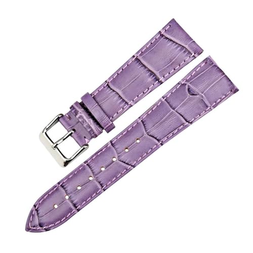 ROWCES Leder-Uhrenarmband, 12mm – 22mm, Uhrenarmbänder, Dornschließe, Ersatzarmbänder, Uhrenzubehör, Lila, 16mm von ROWCES