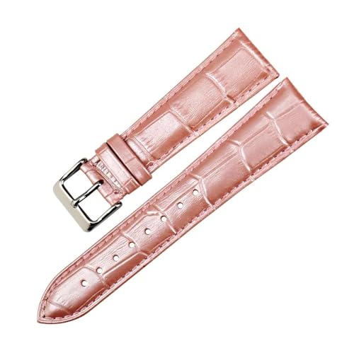 ROWCES Leder-Uhrenarmband, 12mm – 22mm, Uhrenarmbänder, Dornschließe, Ersatzarmbänder, Uhrenzubehör, Rosa, 17mm von ROWCES