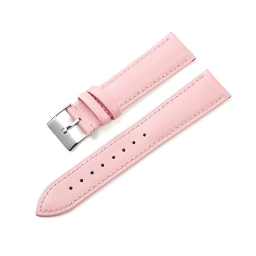 ROWCES Leder-Uhrenarmband, 16mm – 22mm, Farbe, schlichtes Leder-Uhrenarmband, Herren- und Damen-Uhrenzubehör, Rosa, 20mm von ROWCES