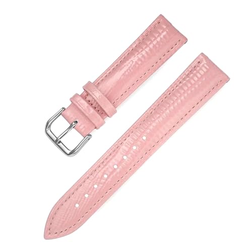 ROWCES Vintage-Lederarmband, 12mm – 22mm, Eidechsenmuster, Lackleder-Uhren-Ersatzarmbänder, Rosa, 18mm von ROWCES