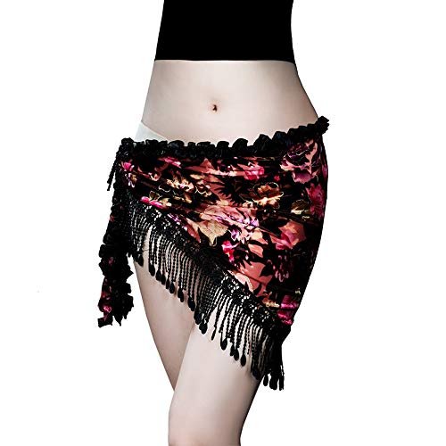 ROYAL SMEELA Bauchtanz Hüfttuch Wickelrock Sexy Spitze Dreieck Hüfttuch Flamenco Rock Bauchtanz Kostüm Damen Samt Quaste Tanzkleider Bottoms Dreieckstuch Tanz Kleidung Bauchtanz Rrainingskleidung von ROYAL SMEELA