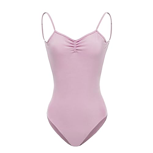 ROYAL SMEELA Damen Ballettanzug Halbarm Mesh Ballett Tanz Trikots Tanzkostüm Einfarbig Stretch Rückenfrei Gymnastik Body Trikot Tanzkleidung Hosenträger Trikot von ROYAL SMEELA