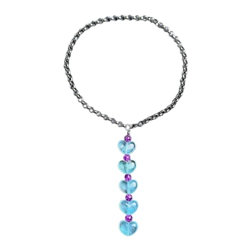ROYALEAD Halskette mit runden Perlen aus Acryl, mehrfarbig, mit Herz, für Damen, lange Quastenkette, Halskette, Acryl-Stahl von ROYALEAD