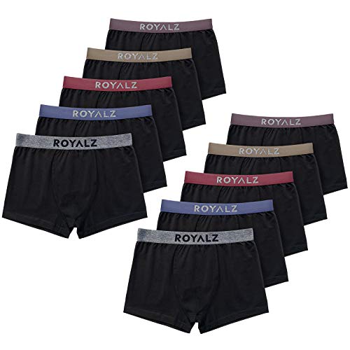 ROYALZ 10er Pack Boxershorts Herren 'Lifestyle' Männer Unterhosen breiter Bund Unterwäsche, 10 Set (95% Baumwolle / 5% Elasthan), Farbe:Set 044 (10er Pack - Mehrfarbig), Größe:L von ROYALZ