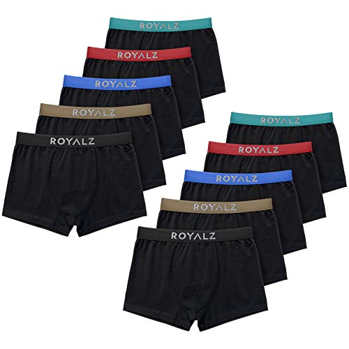 ROYALZ 10er Pack Boxershorts Herren 'Lifestyle' Männer Unterhosen breiter Bund Unterwäsche, 10 Set (95% Baumwolle / 5% Elasthan), Farbe:Set 045 (10er Pack - Mehrfarbig), Größe:L von ROYALZ