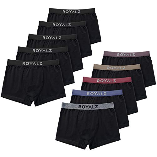 ROYALZ 10er Pack Boxershorts Herren 'Lifestyle' Männer Unterhosen breiter Bund Unterwäsche, 10 Set (95% Baumwolle / 5% Elasthan), Farbe:Set 047 (10er Pack - Mehrfarbig), Größe:S von ROYALZ