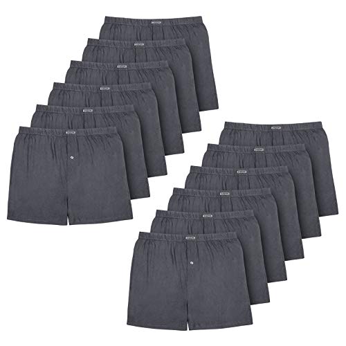 ROYALZ 10er Pack Boxershorts für Herren Baumwolle Locker American Style Basic Jungen Unterhosen Weit klassisch Weich 10 Set Männer Unterwäsche, Farbe:Dunkelgrau, Größe:S von ROYALZ