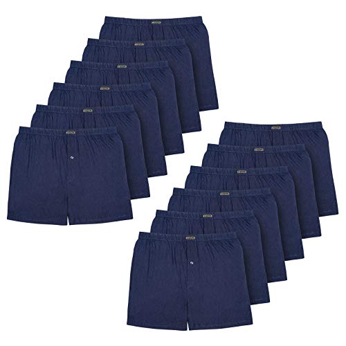 ROYALZ 10er Pack Boxershorts für Herren Baumwolle Locker American Style Basic Jungen Unterhosen Weit klassisch Weich 10 Set Männer Unterwäsche, Farbe:Navy Blau, Größe:S von ROYALZ