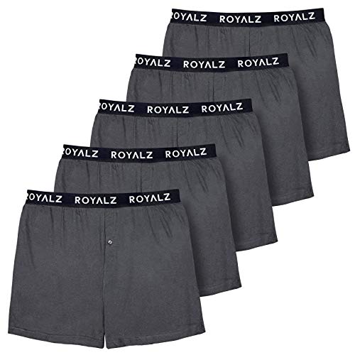 ROYALZ 5er Pack Boxershorts Weit für Herren American Style Comfort Unterhosen klassisch 100% Baumwolle Weich Locker 5 Set Männer Unterwäsche, Farbe:Dunkelgrau, Größe:S von ROYALZ