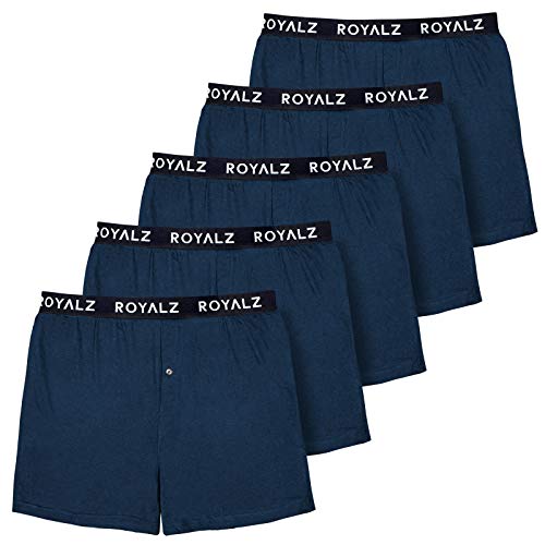 ROYALZ 5er Pack Boxershorts Weit für Herren American Style Comfort Unterhosen klassisch 100% Baumwolle Weich Locker 5 Set Männer Unterwäsche, Farbe:Navy Blau, Größe:S von ROYALZ