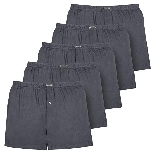 ROYALZ 5er Pack Boxershorts für Herren weich Baumwolle Locker American Style Basic Men Unterhosen Weit klassisch Weich 5 Set Männer Unterwäsche, Farbe:Dunkelgrau, Größe:S von ROYALZ