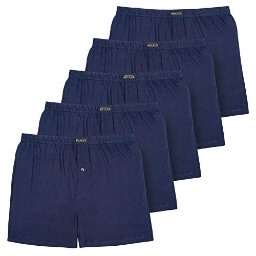 ROYALZ 5er Pack Boxershorts für Herren weich Baumwolle Locker American Style Basic Men Unterhosen Weit klassisch Weich 5 Set Männer Unterwäsche, Farbe:Navy Blau, Größe:S von ROYALZ