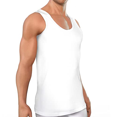 ROYALZ Unterhemd Herren Weiß 5er Pack Größe S Klassisch Tank Top Männer lang Baumwoll-unter-Shirt 5er Set von ROYALZ