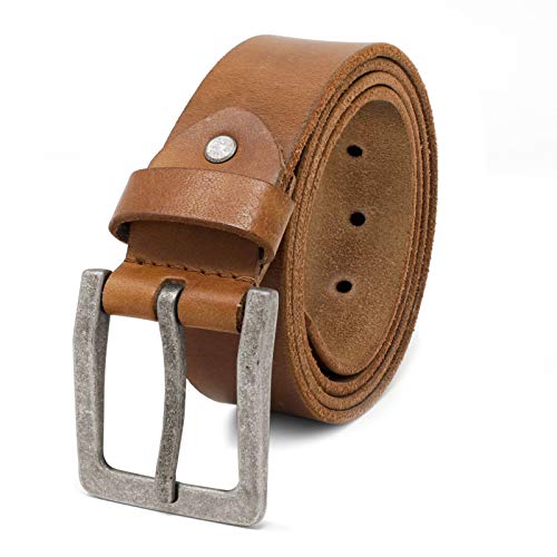 ROYALZ Antik Vintage Ledergürtel für Herren Büffel-Leder aus robusten 4mm Voll-Leder Jeans-Herren-Gürtel mit Dornenschließe 38mm, Farbe:Braun, Größe:110 von ROYALZ