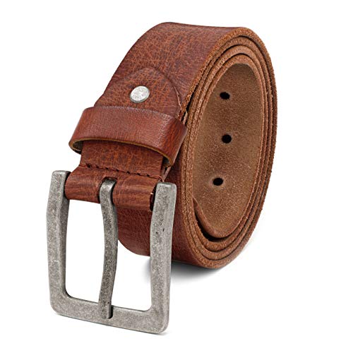 ROYALZ Antik Vintage Ledergürtel für Herren Büffel-Leder aus robusten 4mm Voll-Leder Jeans-Herren-Gürtel mit Dornenschließe 38mm, Farbe:Cognac Braun, Größe:120 von ROYALZ