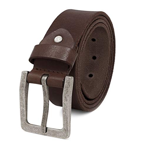 ROYALZ Antik Vintage Ledergürtel für Herren Büffel-Leder aus robusten 4mm Voll-Leder Jeans-Herren-Gürtel mit Dornenschließe 38mm, Farbe:Dunkelbraun, Größe:80 von ROYALZ