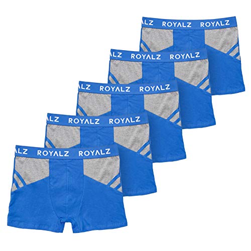 ROYALZ Boxershorts Herren sportliches Design Men 5er Pack Sportiv Männer Unterhosen 5 Set (95% Baumwolle / 5% Elasthan), Größe:L, Farbe:5 Blau/Grau von ROYALZ
