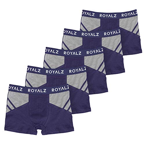 ROYALZ Boxershorts Herren sportliches Design Men 5er Pack Sportiv Männer Unterhosen 5 Set (95% Baumwolle / 5% Elasthan), Größe:M, Farbe:5 Dunkelblau/Grau von ROYALZ