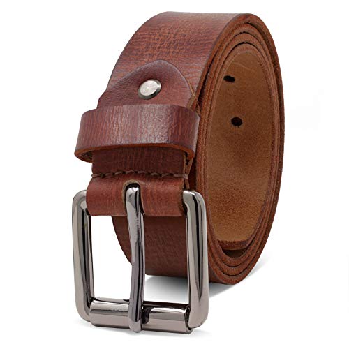 ROYALZ 'Richmond' Ledergürtel Herren aus robusten 4mm Büffel-Leder, Vintage Jeans-Herren-Gürtel mit Dornenschließe Voll-Leder 38mm, Farbe:Cognac Braun, Größe:100 von ROYALZ